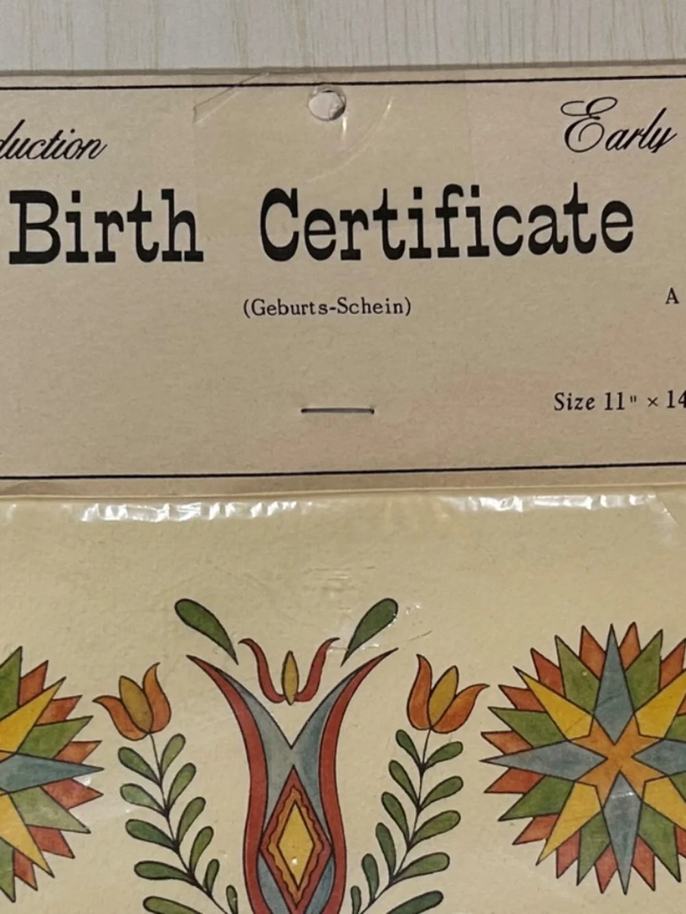 VTG 1968 Fraktur Folk Art Early PA Dutch Marriage/Birth certificates